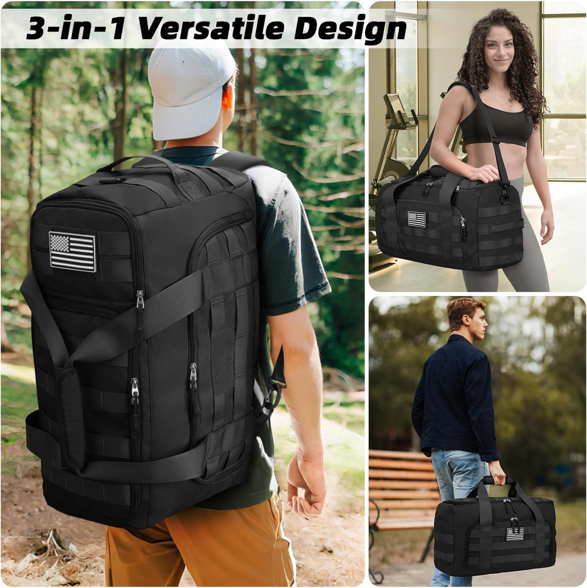 Gym Bags for Men, 3-In-1 65L Large Sports Duffle Bag for Travel