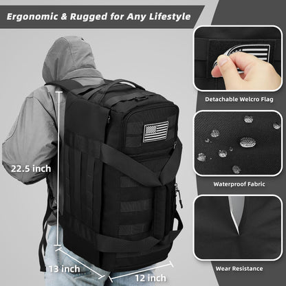Gym Bags for Men, 3-In-1 65L Large Sports Duffle Bag for Travel