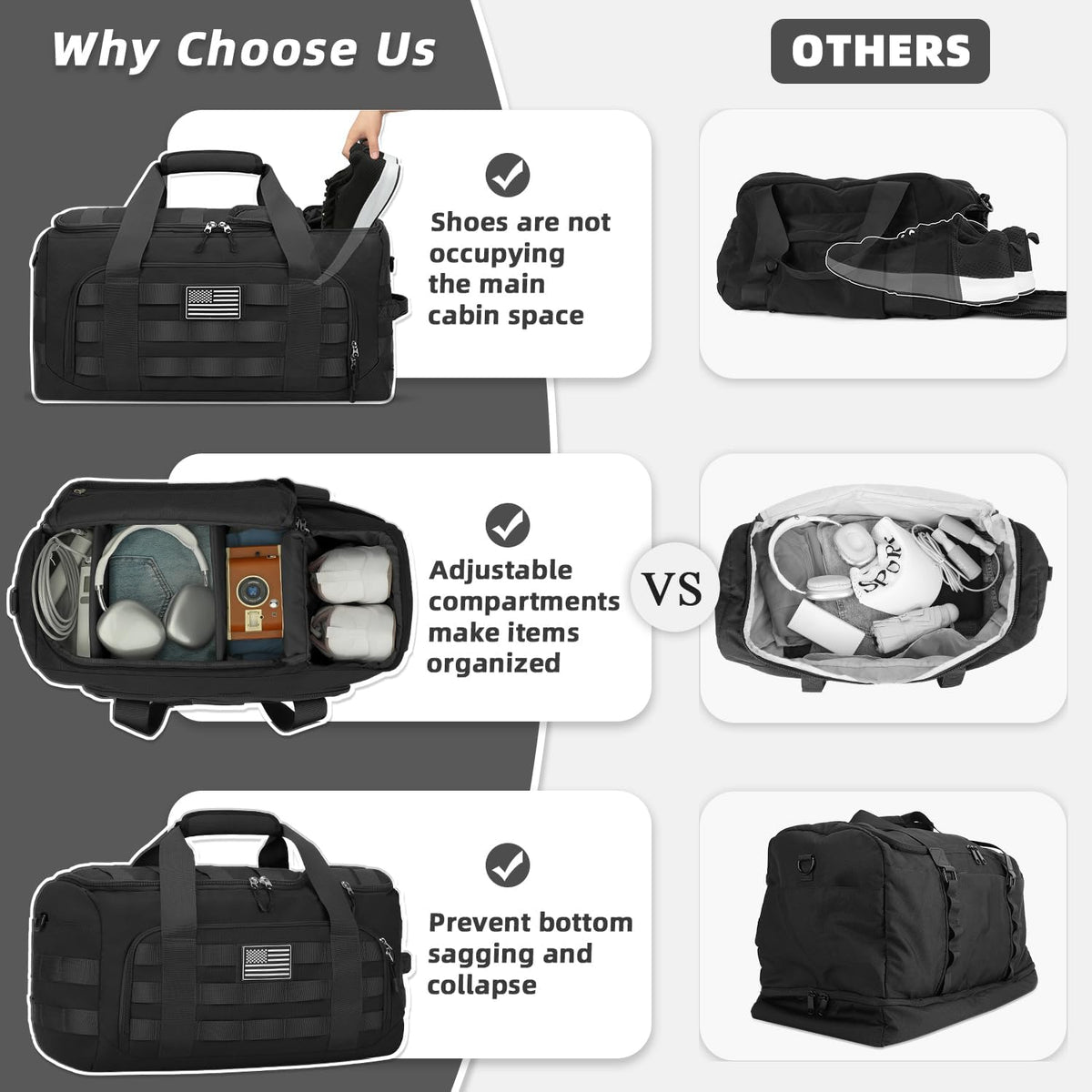 Gym Bags for Men, 3-In-1 65L Large Sports Duffle Bag for Travel