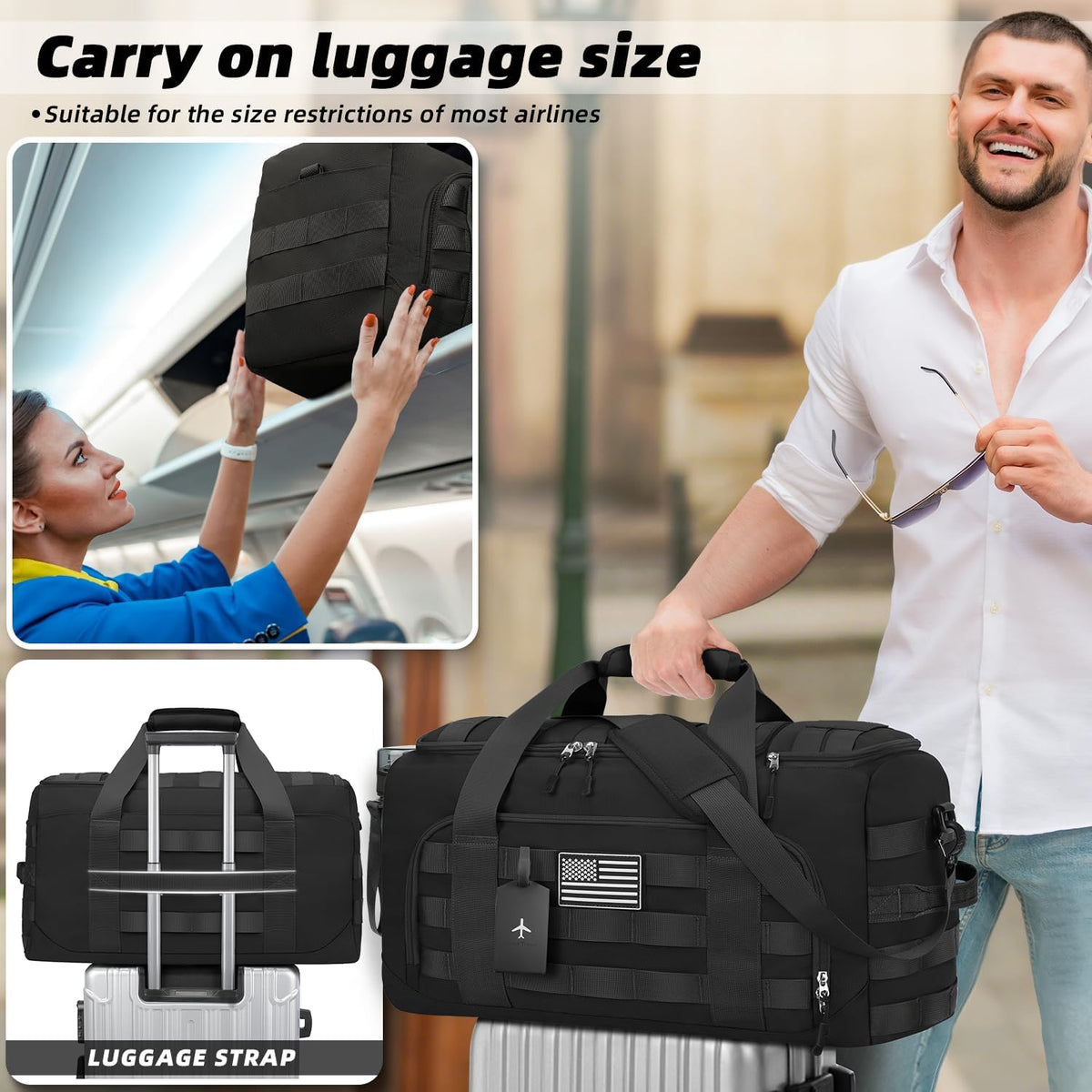 Gym Bags for Men, 3-In-1 65L Large Sports Duffle Bag for Travel